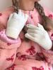 Guantes de Punto de Color Sólido para Invierno Estilo Han Feng Mismos que los de Bloggers Ins con Lazo de Cinco Dedos Guantes de Lana Lindos para Mujer