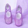 Sapatos de Dança Brilhantes com Glitter Roxo Sola Macia Prática Ballet Corpo Sapatos Garra de Gato Infantil Sapatos de Dança para Apresentação de Palco
