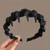 Elegante diadema hecha a mano con cuentas y dientes retorcidos para mujer, diseño de corona alta para hacer que el rostro parezca más pequeño, diadema versátil antideslizante para lavarse la cara
