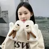 Guantes de Peluche Lindos Estilo Corea del Sur para Mujer Invierno Dibujos Animados Perro Estudiante Engrosados A prueba de Frío Colgantes para el Cuello Cálidos Lindos Dedos