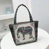 Comercio Exterior al por Mayor Nuevo Bolso Étnico de Elefante Matai para Mujer Bolso de Mano Simple para el Trabajo Bolso de Lona Bordado Bolso Pequeño Transfronterizo