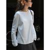 Lvu Otoño Nuevo Camiseta de Algodón Textuoso Simple Estilo Coreano de Manga Larga Amigable con la Piel Cómoda Holgada Adelgazante Top para Mujer