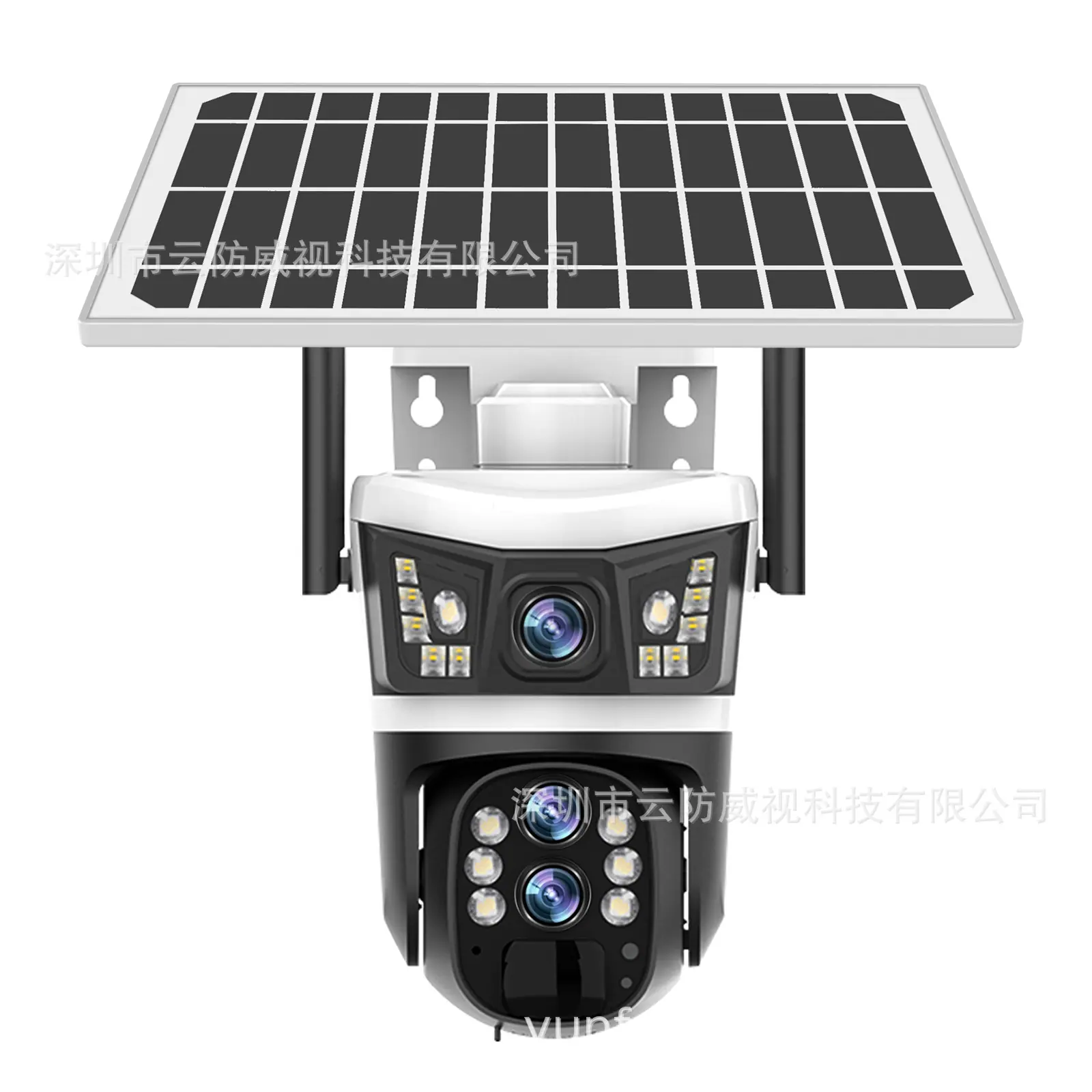 太阳能4G全景V380监控器无线手机远程室外双镜头枪球联动双