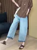 Elegantes Jeans Bordados Cortos para Mujer, Verano 2026 Nuevos de Cintura Alta Adelgazantes Sueltos Versátiles Rectos de Pierna Ancha