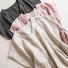 Vestido de Verano Nuevo Estilo Japonés Sencillo de Color Sólido para el Trabajo con Cuello en V, Mangas Cortas Raglán, Holgado, Artístico, de Longitud Media