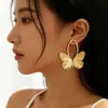 Pendientes de Mariposa Dorados de Moda Europea y Americana para Mujer, Pendientes Elegantes Simples y Versátiles, Pendientes de Diseño Personalizado de Exportación