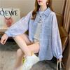 Camisa a cuadros transpirable de primavera y otoño para mujer, estilo retro japonés, para estudiantes, de manga larga, talla grande, holgada, con protector solar, venta al por mayor