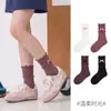 1743 Calcetines infantiles al por mayor, colección otoño/invierno, estilo princesa Miu, calcetines de media pantorrilla con corbata de moño, algodón de doble capa, con bordes rizados, calcetines para niñas