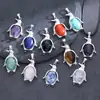 Collar Colgante de Cristal de Piedra Natural Hexagonal de Punta Única Amatista Rosa Cristal Rosa Europeo y Americano Colgante de Pingüino de Piedra Natural para Yoga
