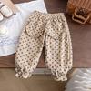 Roupa infantil pequena e média para meninas, calças de veludo cotelê de bolinhas, calças de bebê, calças casuais para bebês e meninas, estilo ocidental, primavera e outono