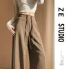 Calça de Yoga Feminina 2026 Nova Primavera e Outono Cintura Alta Casual Caimento Solto Lisa Esportiva Perna Larga Versátil para o Dia a Dia