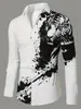 Roupas masculinas slim-fit transfronteiriças, camisa masculina de manga longa estampada com moda casual digital, dropshipping no site independente da Amazon