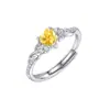 Anillo de Corazón con Circonita de Nuevo Estilo Europeo y Americano para Mujer, Anillo Abierto de Hoja Versátil de Moda, Anillo de Dedo con Sentido de Diseño de Nicho