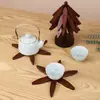 Alfombrilla Aislante Térmico Creativa y Sencilla de Bambú Árbol de Navidad Mesa de Comedor Posavasos Doméstico Cazuela Vajilla Personalización