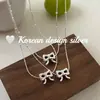 Collar de cuentas con forma de lazo hueco de plata de ley S925, joyería de diseñador coreana de Dongdaemun, estilo dulce, fresco y delicado