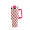 Taza Térmica Tablero de Ajedrez Generación 5D Gran Capacidad Taza Térmica de Acero Inoxidable 40oz Asa para Coche Portavasos de Coche