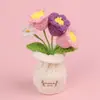 Plantas de Tulipán Hechas a Mano con Ganchillo Transfronterizas en Maceta, Adornos de Rosa, Jarrones de Flores Tejidos con Hilo, Flores Artificiales, Plantas en Maceta para Escritorio