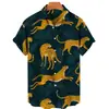 Camisa de Moda Europea y Americana Transfronteriza para Hombre Estilo Nuevo Estampado Digital 3D Hawaiana Casual de Manga Corta Cárdigan Superior