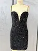 Vestido de tirantes con lentejuelas transfronterizo europeo y americano para mujer, nuevo vestido corto de verano ajustado con escote en V y espalda descubierta, vestido sexy bodycon
