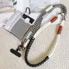 Cordão longo de tecido bicolor para celular com porta-moedas, alça de pescoço cruzada para carregar celular, alça de ombro multifuncional