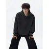 Otoño 2026 Nuevo Sudadera con Capucha de Color Uniforme para Hombre Peso Pesado Lavado a la Arena Bordado Vintage Corte Holgado Tallas Grandes Ropa Exterior