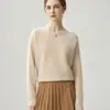 Inverno 2026 Novo Tricô de Caxemira One-Shoulder Manga Longa Listras Horizontais Cor Sólida Solto Morcego Suéter Feminino