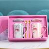 Taza Escandinava Personalizada Taza de Cerámica para Pareja con Tapa Taza para Agua Regalo para Evento de Apertura Set de Taza Creativa Caja de Regalo