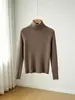Novo Suéter de Malha Gola Alta Cor Sólida Feminino de Outono, Camisa Básica Slim Fit, Top Interno de Manga Longa, Direto da Fábrica