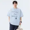 Nueva Moda 250g Estampado de Letras Americanas Manga Corta Verano Sensación de Hielo Marca de Tendencia Camiseta Unisex Versátil Elegante