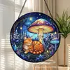 Colgante de Vidrio Pintado de Hongo Gato Naranja Cruzado Adorno de Vidrio para el Hogar Decoración de Ventana Atrapasoles para el Jardín
