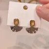 Brincos Retro Super Brilhantes de Zircônia em Formato de Coração e Folha de Ginkgo Elegantes e Requintados para Mulheres, Brincos de Moda Únicos e Estilosos