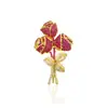 Broche de Rosa Roja Tridimensional Nuevo Modelo Transfronterizo, Broche de Lujo Ligero de Gama Alta, Cobre Incrustado con Circonita, Accesorios para Ropa