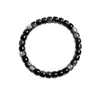 Pulsera Auténtica de Cristal de Obsidiana Natural con Cuentas de Obsidiana Dorada y Plateada Estilo Antiguo, Pulsera de Anillo Liso Estilo Chino Unisex