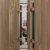 Nueva Manija de Puerta de Vidrio Imitación Jade Estilo Chino Manija de Puerta de Hotel de Alta Gama de Bronce Manija Grande para Puerta Corredera con Marco