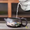 Tetera Morada de Arcilla Xishi de 500 ml Que Cambia de Color al Calentarse, con Diseños de Dragón y Fénix, Adecuada para Té Kung Fu, Regalo de Taza de Té, Morado que Cambia de Color