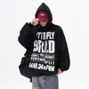 Moletom com Capuz Estilo Hong Kong Hiphop Estampa de Letras Mescladas Masculino Outono e Inverno Marca Tendência Solto Hoodie Hip-Hop Top