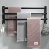 Estante para Toallas de Aluminio Espacial Sin Taladro Barra para Toallas Barra Única Baño Tres Barras Barra Colgante Baño Negro Nórdico Creativo