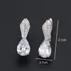 Pendientes de Zirconia con Forma de Pera y Gotas de Agua Transfronterizos Europeos y Americanos para Mujer, Pendientes de Hebilla de Oreja de Moda de Alta Gama, Pendientes Completos de Diamante, Joyería
