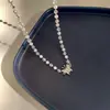 Novo Colar Borboleta de Pérola de Cristal, Corrente de Clavícula de Alto Padrão de Nicho, Joia Elegante Estilo Floresta Coração de Menina para Mulheres