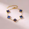 Pulsera popular de trébol de cuatro hojas de 13 mm exquisitamente elaborada, pulsera de cinco flores de nácar de doble cara de 18 quilates para mujer, nueva versión con un toque de alta gama