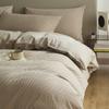 Juego de Cama de Cuatro Piezas de Algodón Puro Espesorado Cepillado Clase A de 60 Hilos, Juego de Sábana Plana y Sábana Ajustable con Jacquard Tridimensional Lavado de Lujo Ligero