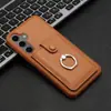 Adecuado para Samsung A55 5g Funda para Teléfono Móvil con Soporte para Tarjetas Extraíble Patrón de Lichi A35 Anillo Anti-Caída Cubierta Protectora para Tarjetas