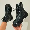 Botas de cano curto transfronteiriças europeias e americanas, botas transfronteiriças de sola grossa tamanho grande, botas curtas 2026, novo estilo emagrecedor botas estilo Martin, atacado tamanhos grandes