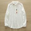 Camisa de manga larga de hilo de algodón de doble capa para mujer, artística, pequeña y fresca, bordada, dulce, que reduce la edad, suave, agradable para la piel, top básico de algodón puro