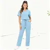 Uniformes de enfermeiro de hospital transfronteiriços, conjuntos de duas peças para scrub, bordado carimbado a quente, tecido grosso TRS, vestuário de trabalho para clínicas no exterior em estoque