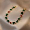 Pulsera de Esmeralda con Incrustaciones de Diamantes Bañada en Oro Real Diseño de Moda Vintage de Corea del Sur Pulsera Elegante Fresca Moderna Simple