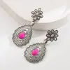 Pendientes de Flor de Turquesa Estilo Étnico Bohemio Exagerado Moda Joyería Heming Pendientes de Diseño de Nicho