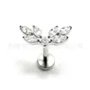 Brincos de asa de anjo de titânio F136 com zircônia, joias para piercing de liga de titânio G23, tarrachas de osso da orelha, tarrachas ear cuff, tarrachas de lábio