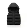 Colete de Penugem e Algodão Infantil Outono/Inverno Transfronteiriço, Roupa para Meninos e Meninas, Colete Capuz Espesso Quente, Colete para Crianças Pequenas
