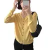 Cárdigan de punto con cuello en V de estilo coreano y diseño de botones irregulares para mujer, nuevo suéter chaqueta top chic otoño 2026